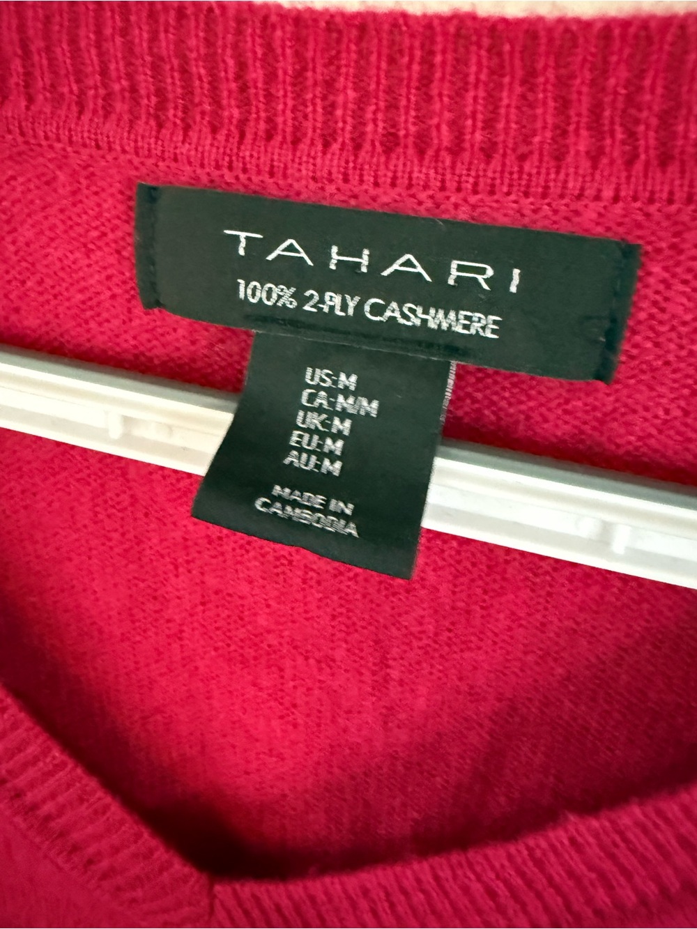 Tahari Bright Red Crewneck Cashmere Sweater